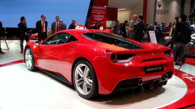 Ferrari 488 GTB rear three quarter left at the 2015 Geneva Motor Show
