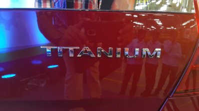 Ford Figo Aspire Titanium badge from the Indian premiere