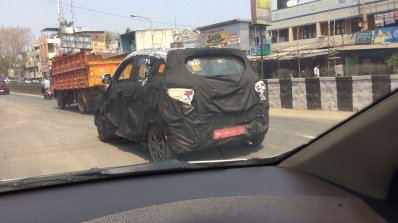 Mahindra S101 rear three quarter test mule spotted in Chennai, India