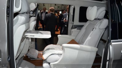 Mercedes V-ision-e concept rear seat view at 2015 Geneva Motor Show
