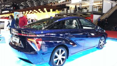 Toyota Mirai rear three quarters at the 2015 Geneva Motor Show