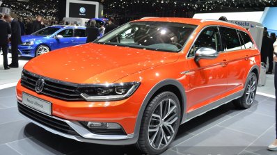 VW Passat Alltrack front three quarter right at the 2015 Geneva Motor Show