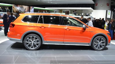 VW Passat Alltrack side at the 2015 Geneva Motor Show