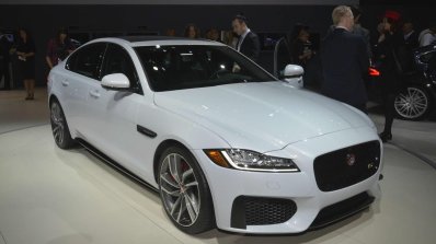 2016 Jaguar XF front three quarter left at the 2015 New York Auto Show