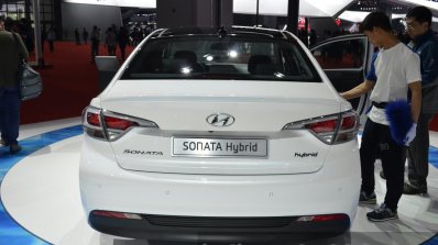 Hyundai Sonata Hybrid rear at Auto Shanghai 2015