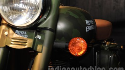 Royal Enfield Classic 500 Limited Edition Battle green despatch turn indicators unveiled at new flagship store