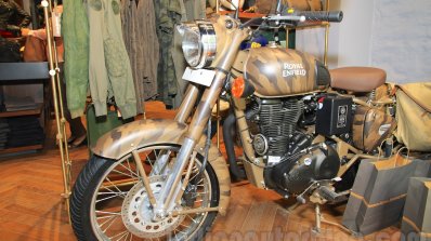 Royal Enfield Classic 500 Limited Edition Desert Storm despatch front three quarter unveiled at new flagship store