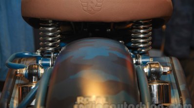 Royal Enfield Classic 500 Limited Edition Squadron Blue despatch seat with embossed logo unveiled at new flagship store