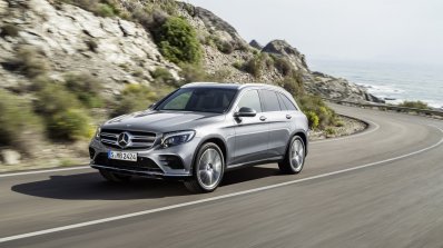 2016 Mercedes GLC off-road pack front three quarter unveiled press images