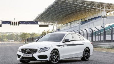 2015 Mercedes C Class front three quarter get optional AMG accessories