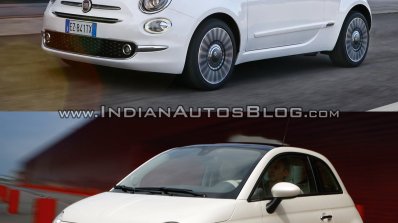 2016 Fiat 500 (facelift) vs 2007 Fiat 500 front three quarter Old vs New