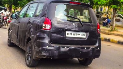 2016 Maruti Ertiga rear quarter caught testing ahead of launch