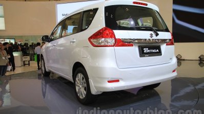 2015 Suzuki Ertiga facelift rear three quarter left view at the Gaikindo Indonesia International Auto Show 2015