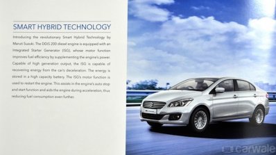 Maruti Ciaz SHVS hybrid technology brochure leaked