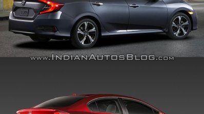 2015 Honda Civic vs 2016 Honda Civic rear three quarter Old vs New