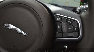 2016 Jaguar XF cruise controls buttons on the steering wheel at the IAA 2015
