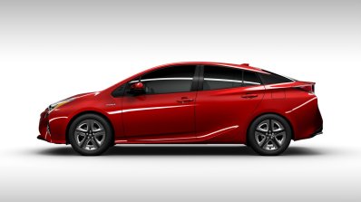2016 Toyota Prius red side view North American specification official image
