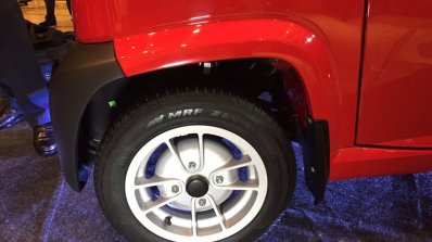 Bajaj Qute alloy wheel during unveil in India