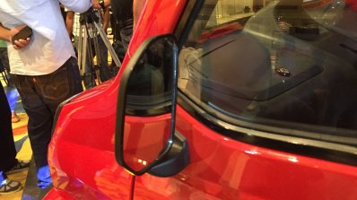 Bajaj Qute rear view mirror during unveil in India