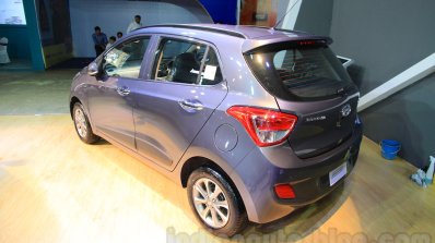 Hyundai Grand i10 rear three quarter left at Nepal Auto Show 2015