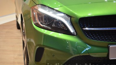 India-bound 2016 Mercedes A Class (facelift) headlamps at IAA 2015