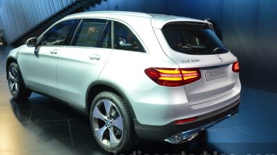 India-bound Mercedes GLC rear three quarter silver at the IAA 2015