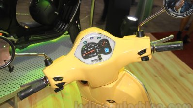 Vespa VX instrument cluster yellow at Nepal Auto Show 2015