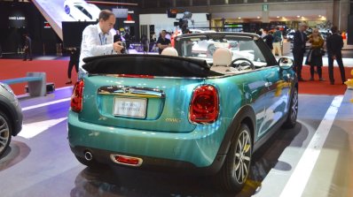 2015 Mini Convertible rear three quarters at the Tokyo Motor Show 2015