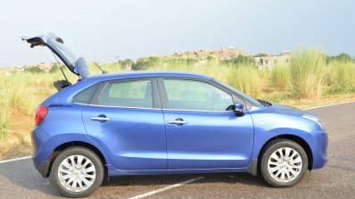 Maruti Baleno Diesel side with boot open Review