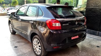 Maruti Baleno rear quarter NEXA showroom spied