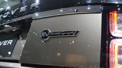 Range Rover SVAutobiography badge at DIMS 2015