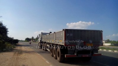 Bharat Benz 3143 based 49-tonne 4943 rigid truck rear quarter spied