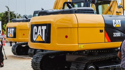 Caterpillar 320D2 L skid steer excavators rear at EXCON 2015