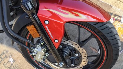 Honda CB Hornet 160R orange with stickering front mud guard launched