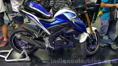 Yamaha M-Slaz blue white side unveiled at 2015 Thailand Motor Expo