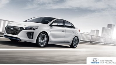 Hyundai Ioniq hybrid front three quarters left side in motion
