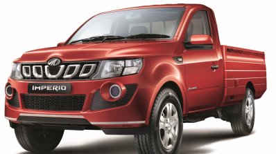 Mahindra Imperio Single Cab red front quarter