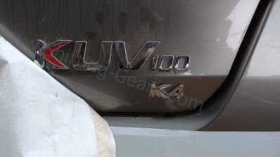 Mahindra KUV100 badging on hatch door spied