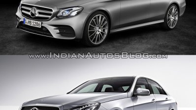 Mercedes E Class (W213) vs Mercedes E Class (W212) front three quarter Old vs New