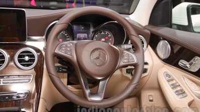 Mercedes GLC steering wheel at Auto Expo 2016