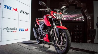 TVS Apache RTR 200 4V front three quarter launched