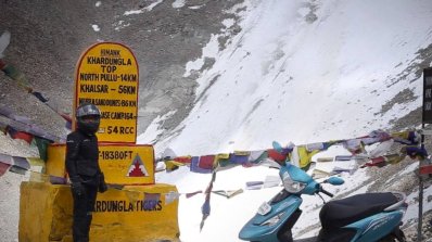 TVS Scooty Zest 110 travels to Khardung La 18380 ft