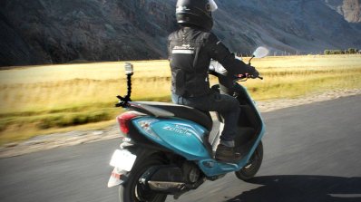 TVS Scooty Zest 110 travels to Khardung La rear view