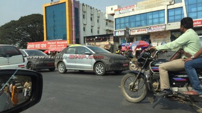 VW sub-4m sedan front three quarter spotted testing