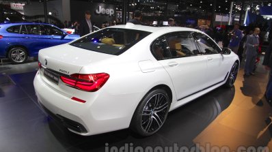 2016 BMW 7 Series rear three quarter at Auto Expo 2016
