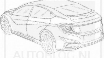 2016 Honda Civic hatchback rear three quarter leaked patent drawings