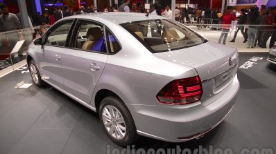 2016 VW Vento rear three quarter at the Auto Expo 2016