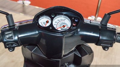 Aprilia SR 150 Black speedometer at Auto Expo 2016