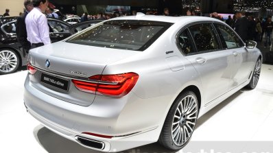 BMW 740Le iPerformance rear three quarter at the 2016 Geneva Motor Show Live