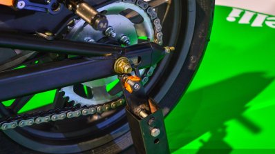 Benelli TNT 25 accessories swingarm sliders at Auto Expo 2016